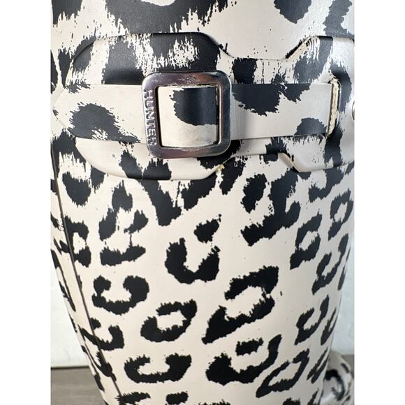 Hunter Original Leopard Print Refined Tall Waterproof Rain Boots Size 5.5 Gray - Picture 4 of 7